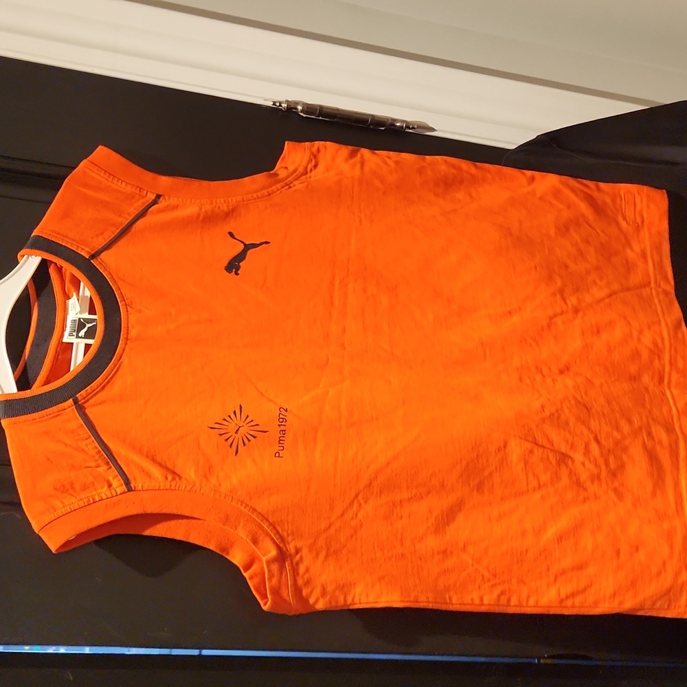 Puma Men's Size L Bright Orange Sleeveless Shirt